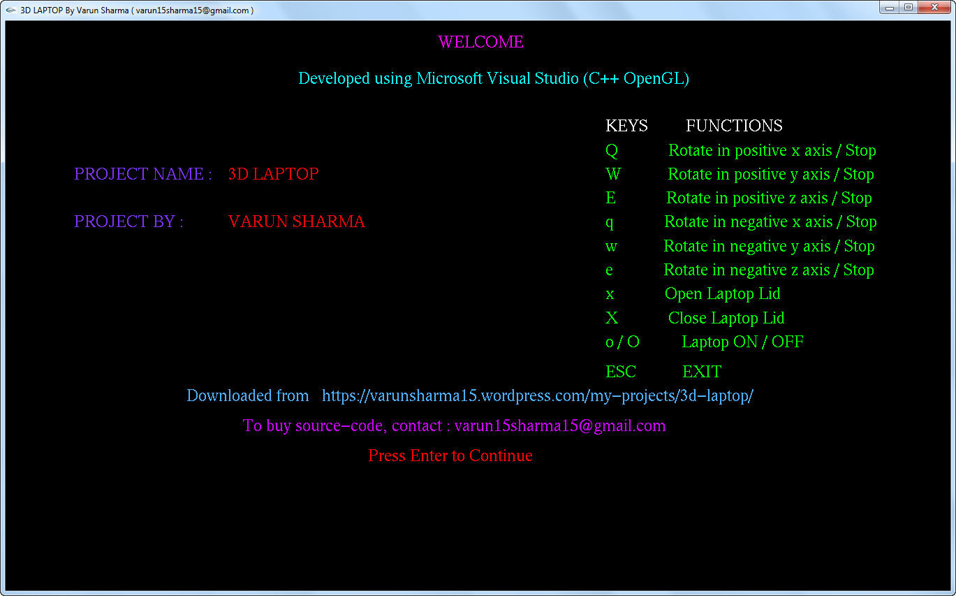 OpenGL Mini Project 3D Laptop Varun Sharma